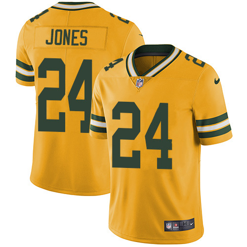 Green Bay Packers #24 Josh Jones Yellow Men's Stitched Limited Rush Jersey Men's