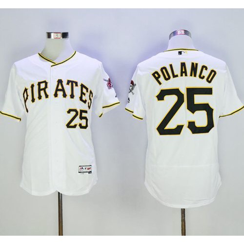 Pittsburgh Pirates #25 Gregory Polanco White Flexbase Authentic Collection Stitched Jersey Men's