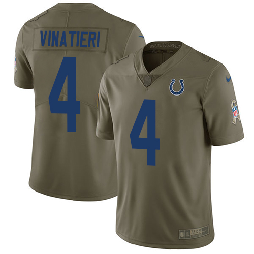 Indianapolis Colts #4 Adam Vinatieri Olive Men's Stitched Limited 2017 Salute to Service Jersey Men's