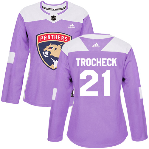 Adidas Florida Panthers #21 Vincent Trocheck Purple Authentic Fights Cancer Women's Stitched Jersey Womens
