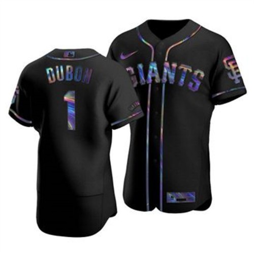 San Francisco San Francisco Giants #1 Mauricio Dubon Men's Iridescent Holographic Collection Jersey - Black Men's