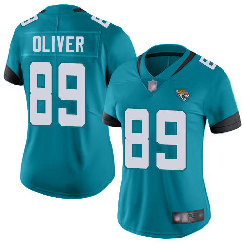 Jacksonville Jaguars #89 Josh Oliver Teal Green Alternate Women's Stitched Vapor Untouchable Limited Jersey Womens