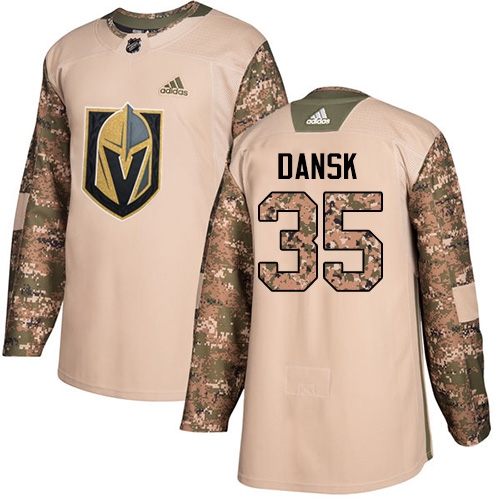 Adidas Golden Vegas Golden Knights #35 Oscar Dansk Camo Authentic 2017 Veterans Day Stitched Jersey Men's