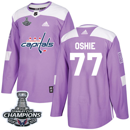 Adidas Washington Capitals #77 T.J. Oshie Purple Authentic Fights Cancer Stanley Cup Final Champions Stitched Youth Jersey Youth