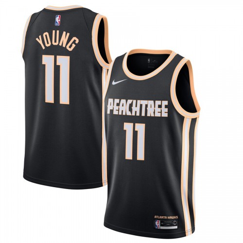 Mens Atlanta Atlanta Hawks #11 Trae Young Black 2019-20 Finished City Edition Swingman Jersey Mens