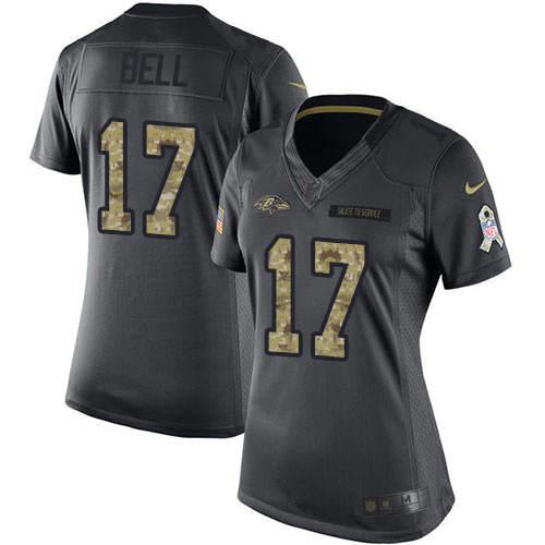 Baltimore Ravens #17 Le'Veon Bell Black Women's Stitched Limited 2016 Salute to Service Jersey Womens