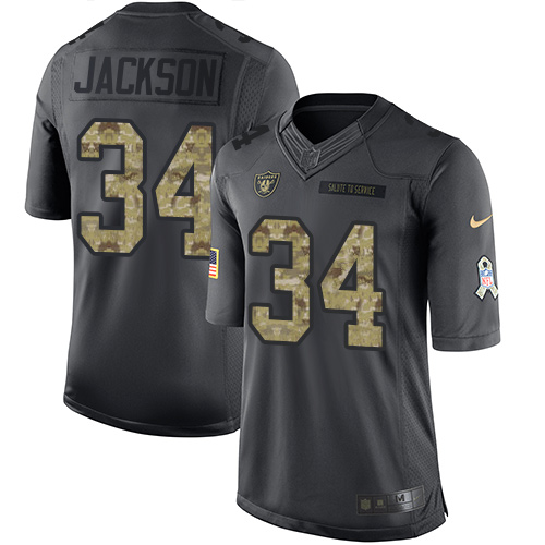 Raiders #34 Bo Jackson Black Men's Stitched Limited 2016 Salute To Service Jersey