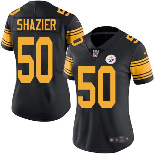 Pittsburgh Steelers #50 Ryan Shazier Black Women's Stitched Limited Rush Jersey Womens