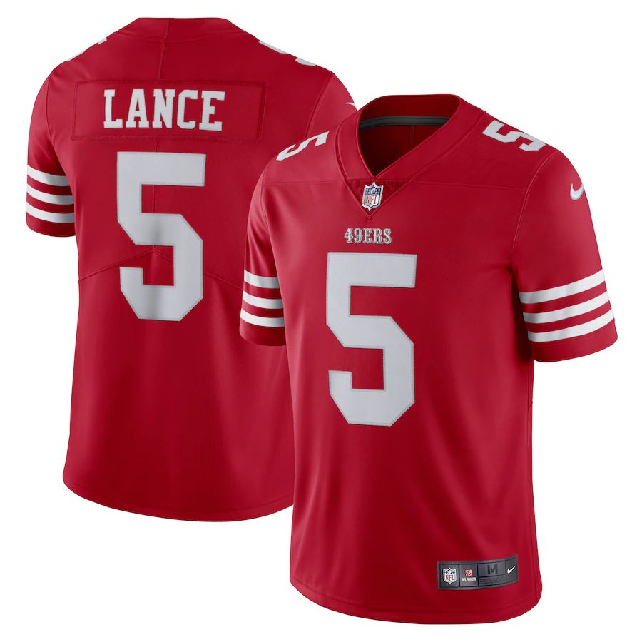 San Francisco 49ers #5 Trey Lance Scarlet Men's 2022-23 Limited Stitched Vapor Untouchable Jersey