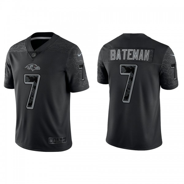 Men's Youth Women Baltimore Ravens #7 Rashod Bateman Black Reflective Limited Jersey