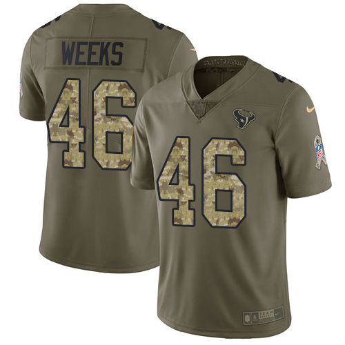 Houston Texans #46 Jon Weeks Olive/Camo Men's Stitched Limited 2017 Salute To Service Jersey Men's