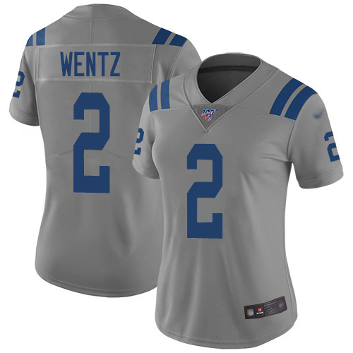 Indianapolis Indianapolis Colts #2 Carson Wentz Gray Women's Stitched Limited Inverted Legend Jersey Womens