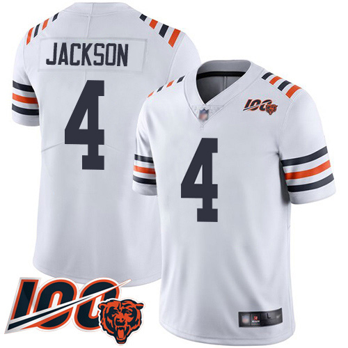 Bears #4 Eddie Jackson White Men's Stitched 100th Season Vapor Limited Jersey