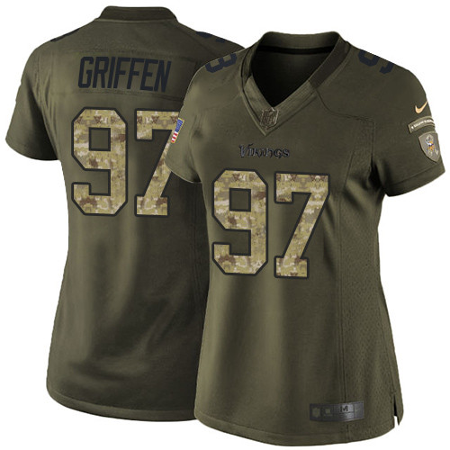 Minnesota Vikings #97 Everson Griffen Green Women's Stitched Limited 2015 Salute to Service Jersey Womens