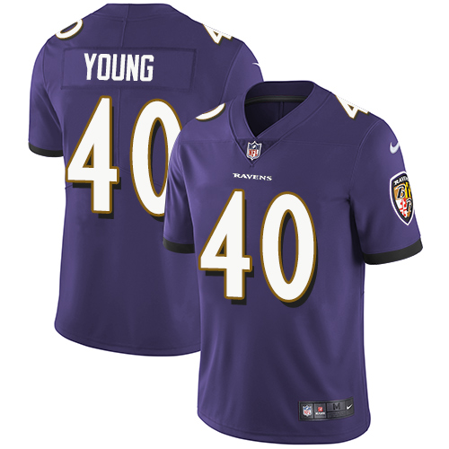 Baltimore Ravens #40 Kenny Young Purple Team Color Men's Stitched Vapor Untouchable Limited Jersey Men's