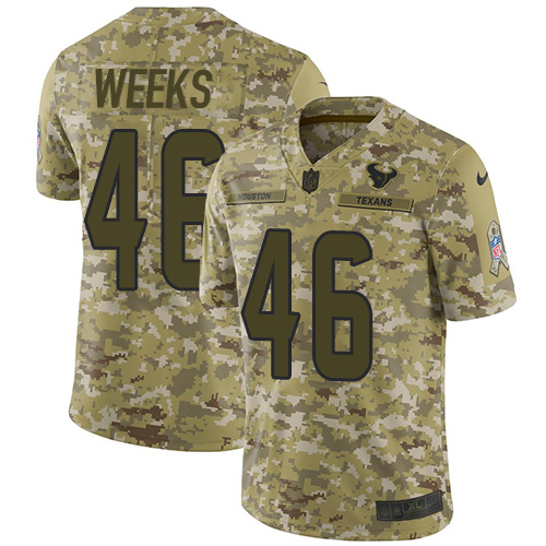 Houston Texans #46 Jon Weeks Camo Men's Stitched Limited 2018 Salute To Service Jersey Men's