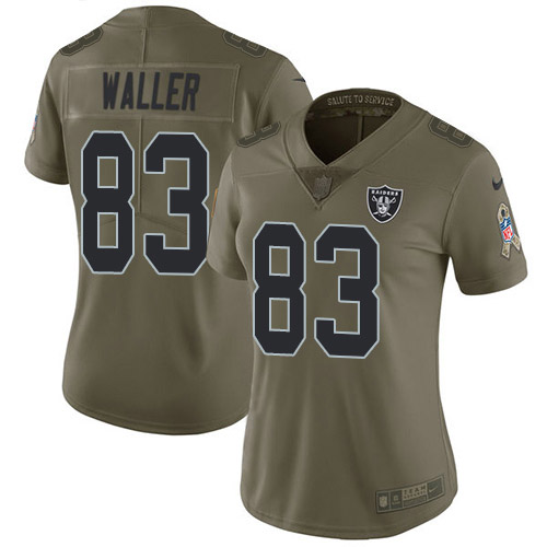 Raiders #83 Darren Waller Olive Women's Stitched Limited 2017 Salute To Service Jersey