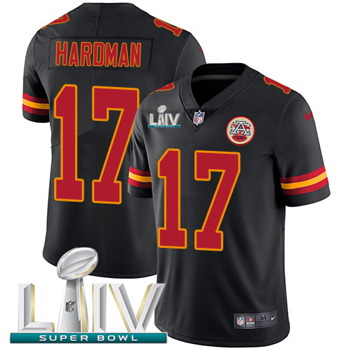 Kansas City Chiefs #17 Mecole Hardman Black Super Bowl LIV 2020 Men's Stitched Limited Rush Jersey Men's