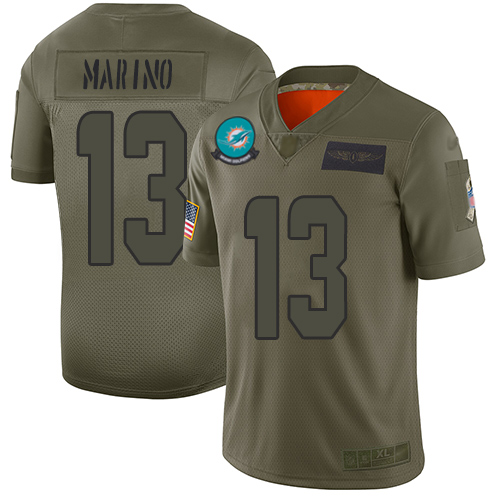 Dolphins #13 Dan Marino Camo Youth Stitched Limited 2019 Salute To Service Jersey