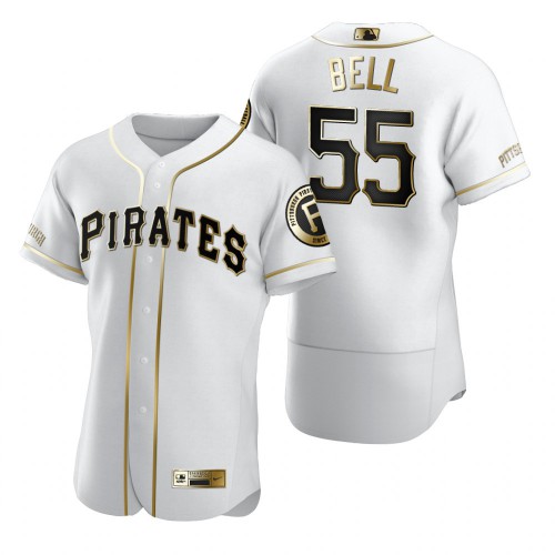Pittsburgh Pittsburgh Pirates #55 Josh Bell White Men's Authentic Golden Edition Jersey Men's
