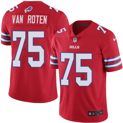 Bills #75 Greg Van Roten Red Youth Stitched Limited Rush Jersey