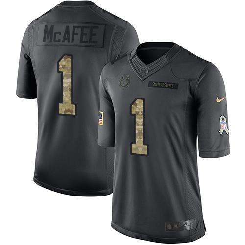 Indianapolis Colts #1 Pat McAfee Black Men's Stitched Limited 2016 Salute to Service Jersey Men's