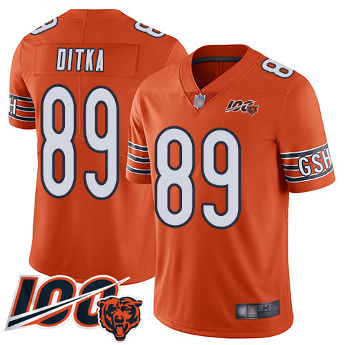 Bears #89 Mike Ditka Orange Youth Stitched Limited Rush 100th Season Jersey