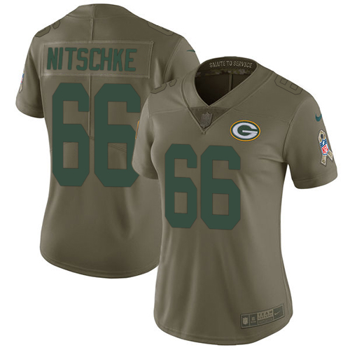 Green Bay Packers #66 Ray Nitschke Olive Women's Stitched Limited 2017 Salute to Service Jersey Womens