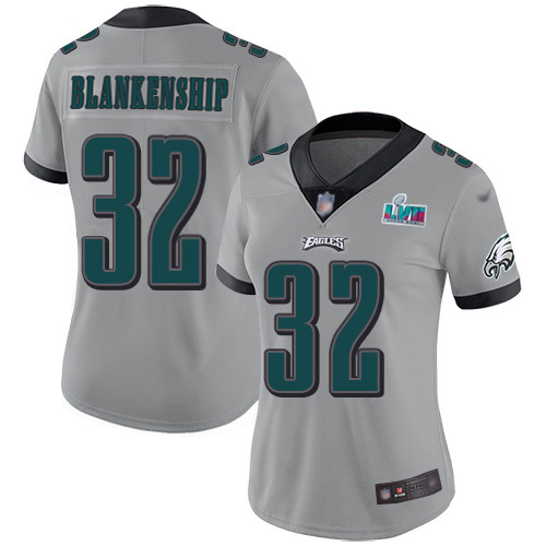 Eagles #32 Reed Blankenship Silver Super Bowl LVII Patch Women's Stitched Limited Inverted Legend Jersey