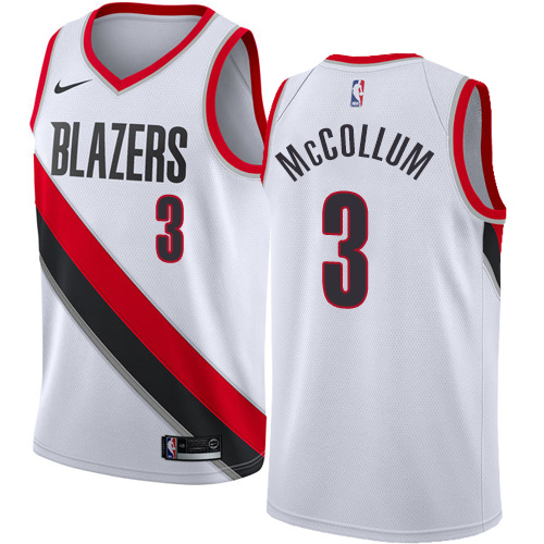 Portland Trail Blazers #3 C.J. McCollum White Swingman Association Edition Jersey Mens