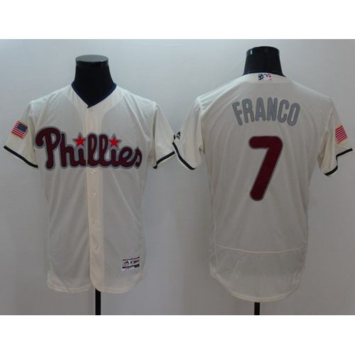 Philadelphia Phillies #7 Maikel Franco Cream Fashion Stars & Stripes Flexbase Authentic Stitched Jersey Men's