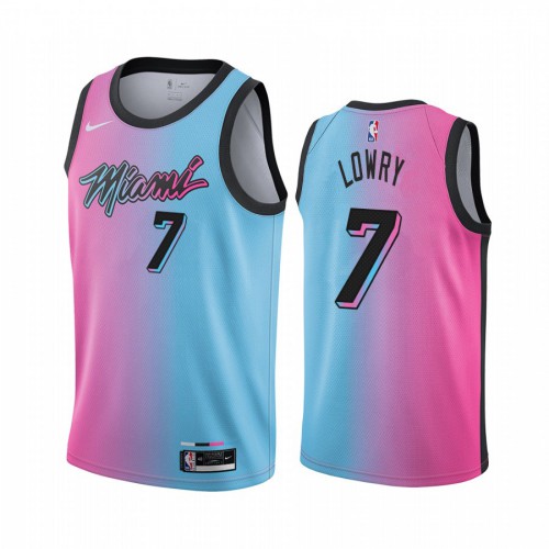 Miami Heat #7 Kyle Lowry Youth Blue Pink Swingman 2020-21 City Edition Jersey Youth