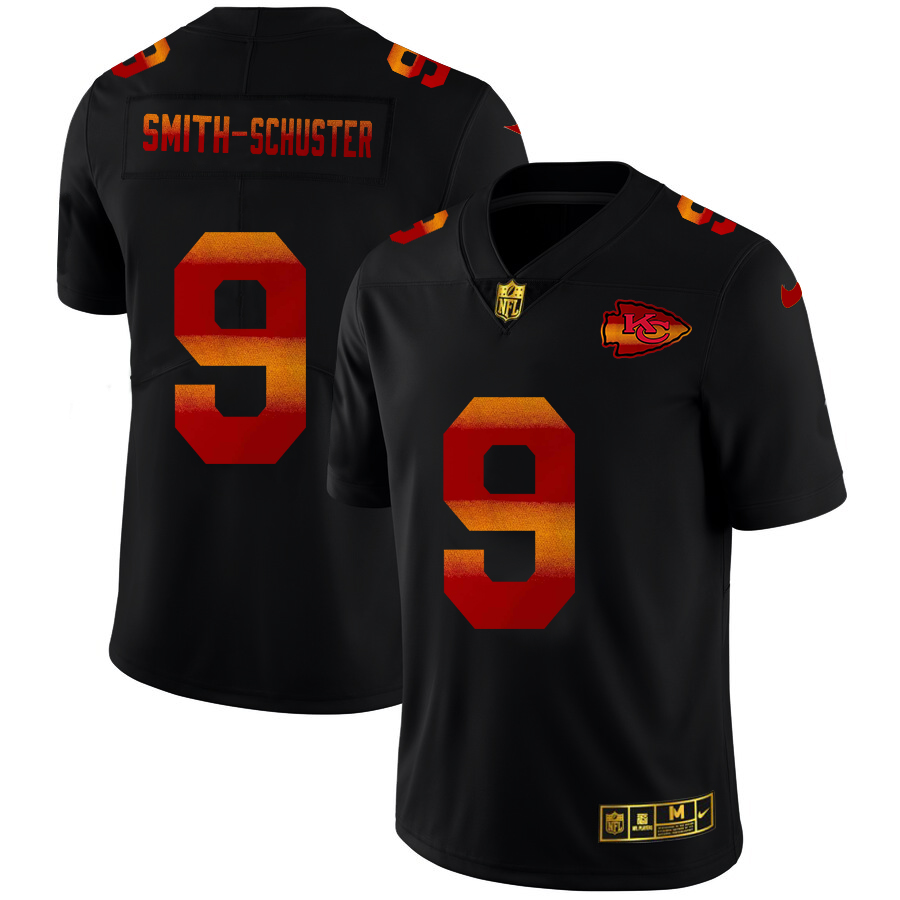 Kansas City Chiefs #9 JuJu Smith-Schuster Men's Black Red Orange Stripe Vapor Limited Jersey