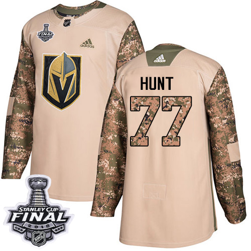 Adidas Golden Vegas Golden Knights #77 Brad Hunt Camo Authentic 2017 Veterans Day 2018 Stanley Cup Final Stitched Youth Jersey Youth