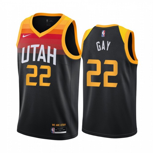 Utah Jazz #22 Rudy Gay Black Womens Swingman 2020-21 City Edition Jersey Womens