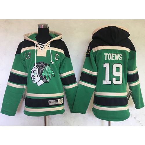 Chicago Blackhawks #19 Jonathan Toews Green Sawyer Hooded Sweatshirt Stitched Youth Jersey Youth