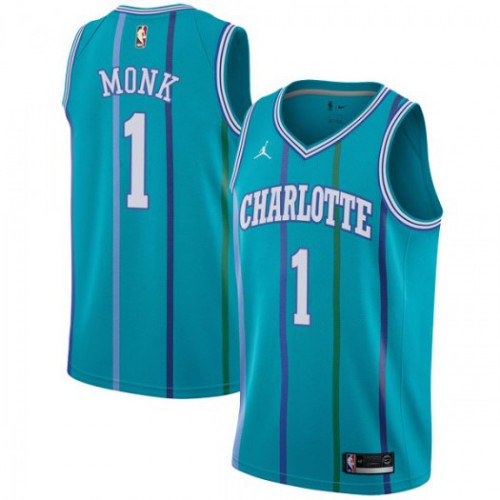 Charlotte Hornets #1 Malik Monk Aqua Jordan Swingman Hardwood Classics Jersey Mens