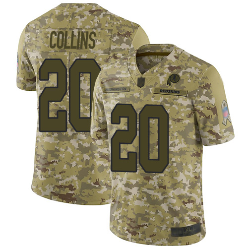 Washington Commanders #20 Landon Collins Camo Youth Stitched Limited 2018 Salute to Service Jersey Youth