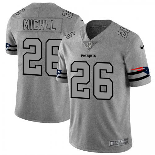 New England New England Patriots #26 Sony Michel Men's Gray Gridiron II Vapor Untouchable Limited Jersey Men's
