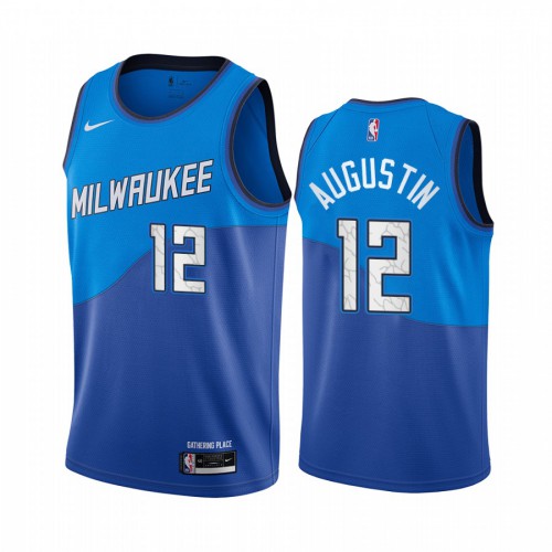 Milwaukee Bucks #12 D.J. Augustin Blue Swingman 2020-21 City Edition Jersey Mens