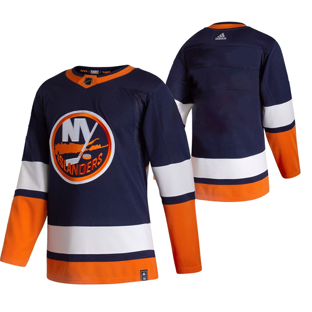 New York Islanders Blank Navy Blue Men's Adidas 2020-21 Reverse Retro Alternate Jersey