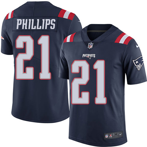 New England Patriots #21 Adrian Phillips Navy Blue Men's Stitched Limited Rush Jersey Men's