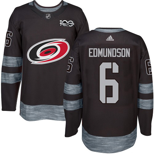 Adidas Carolina Hurricanes #6 Joel Edmundson Black 1917-2017 100th Anniversary Stitched Jersey Men's