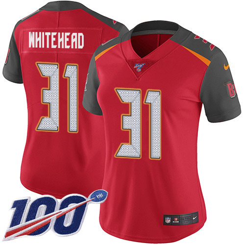 Tampa Bay Buccaneers #31 Jordan Whitehead Red Team Color Women's Stitched 100th Season Vapor Untouchable Limited Jersey Womens