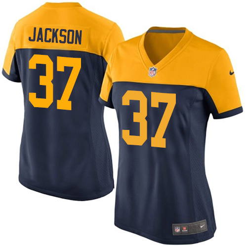 Green Bay Packers #37 Josh Jackson Navy Blue Alternate Women's Stitched New Limited Jersey Womens