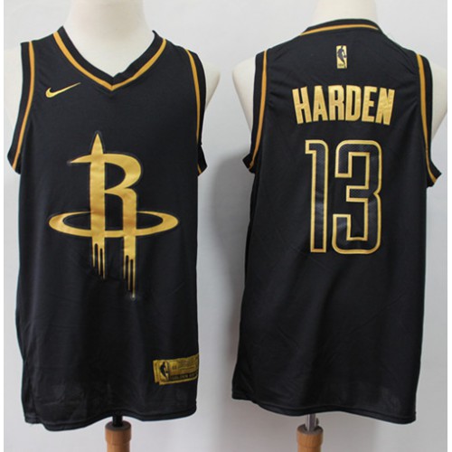 Houston Rockets #13 James Harden Black/Gold Swingman Limited Edition Jersey Mens