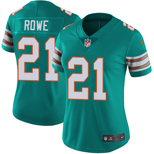 Miami Dolphins #21 Eric Rowe Aqua Green Alternate Women's Stitched Vapor Untouchable Limited Jersey Womens