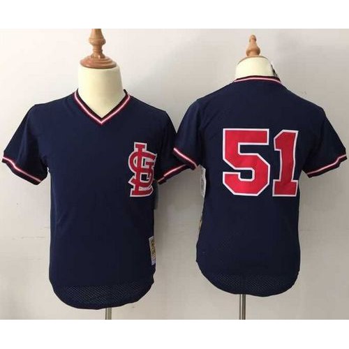 Mitchell And Ness St.Louis Cardinals #51 Willie McGee Navy Blue Throwback Stitched Jersey Men's