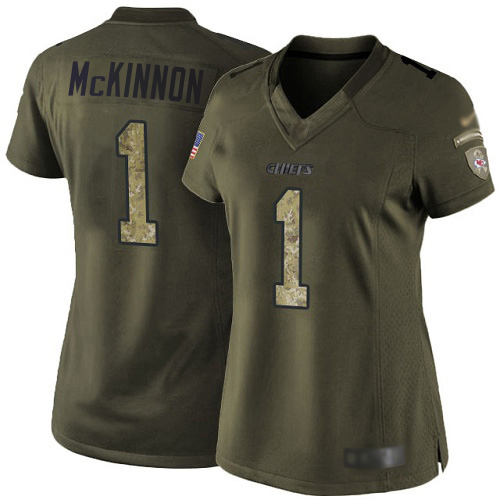Chiefs #1 Jerick McKinnon Green Women's Stitched Limited 2015 Salute To Service Jersey