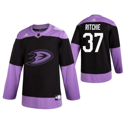 Adidas Anaheim Ducks #37 Nick Ritchie Men's Black Hockey Fights Cancer Practice Jersey Men's